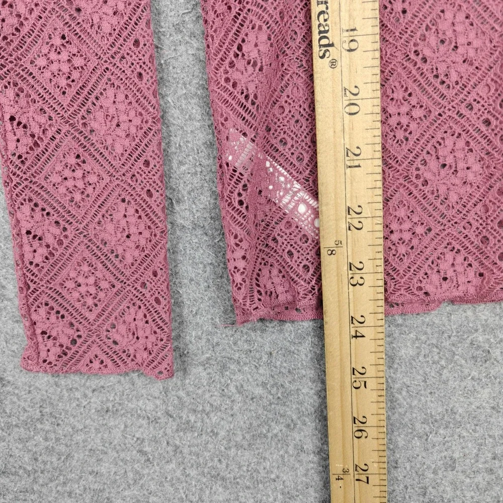 Free People Blouse Womens XS Pink Lace Turtleneck Long Sleeve Sheer Top New